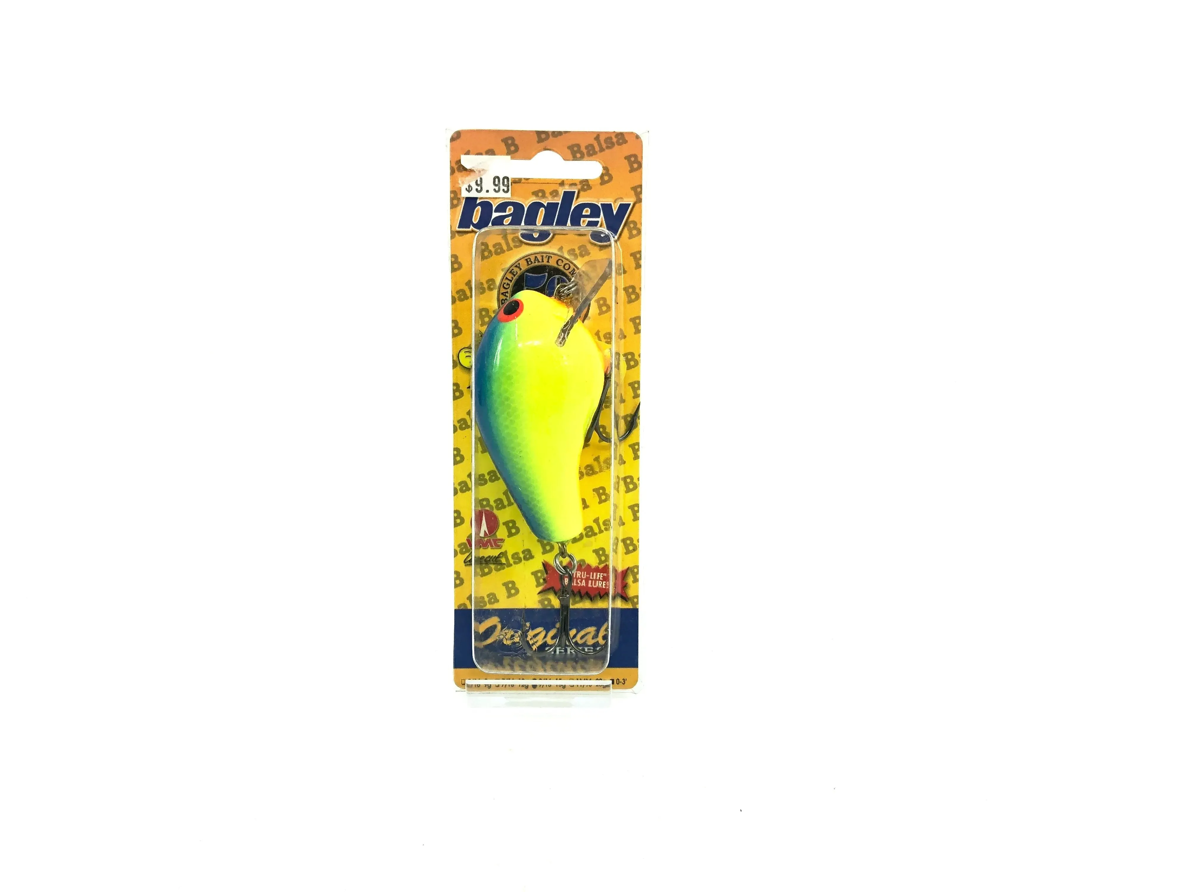 Bagley Balsa B2 BB2-79SG Super Glow Blue on Chartreuse Color, New on Card