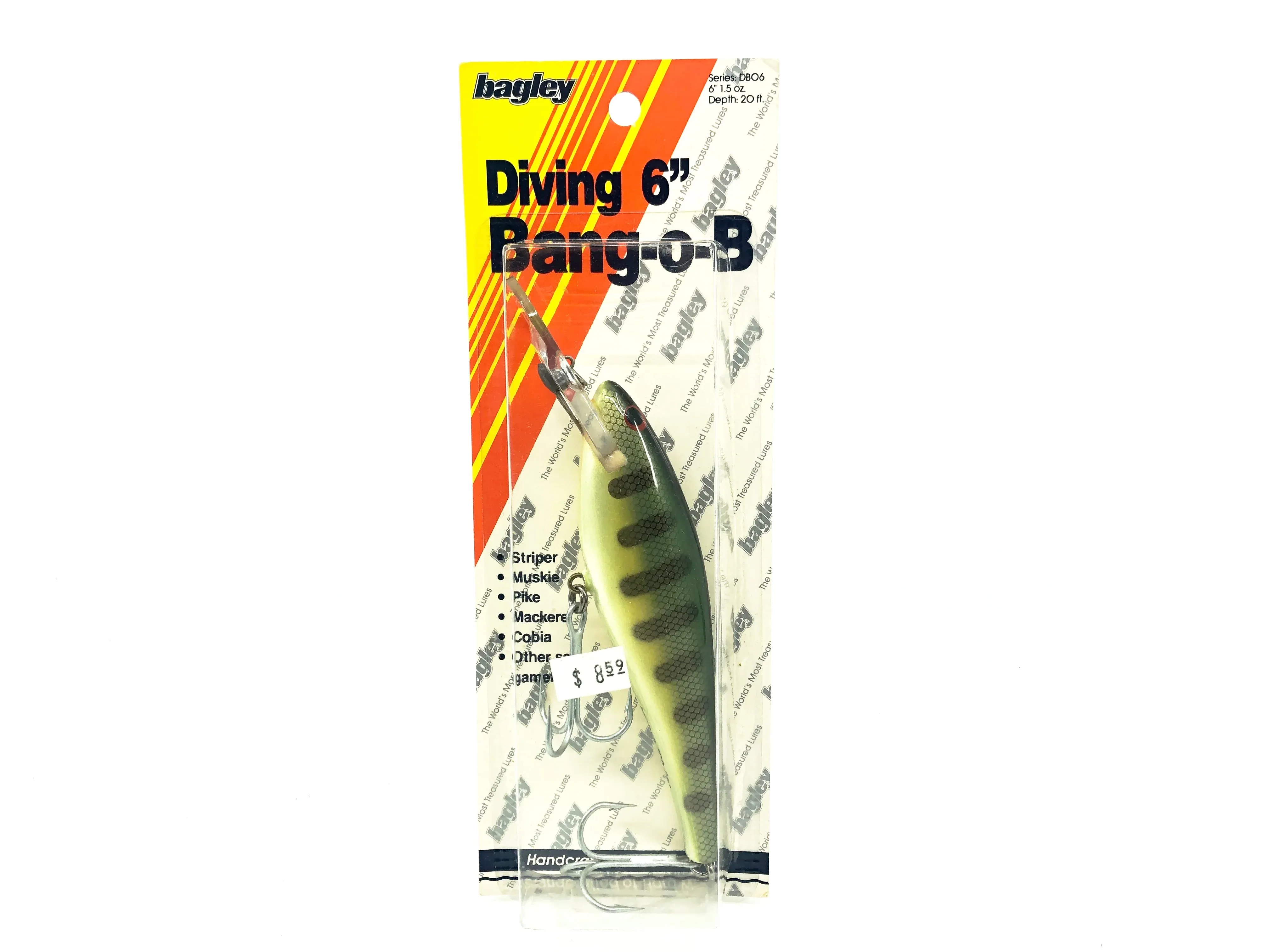 Bagley DB06 PR4 Perch/White Belly Color, Winter Haven Bait on Card - Rare Color 10/10