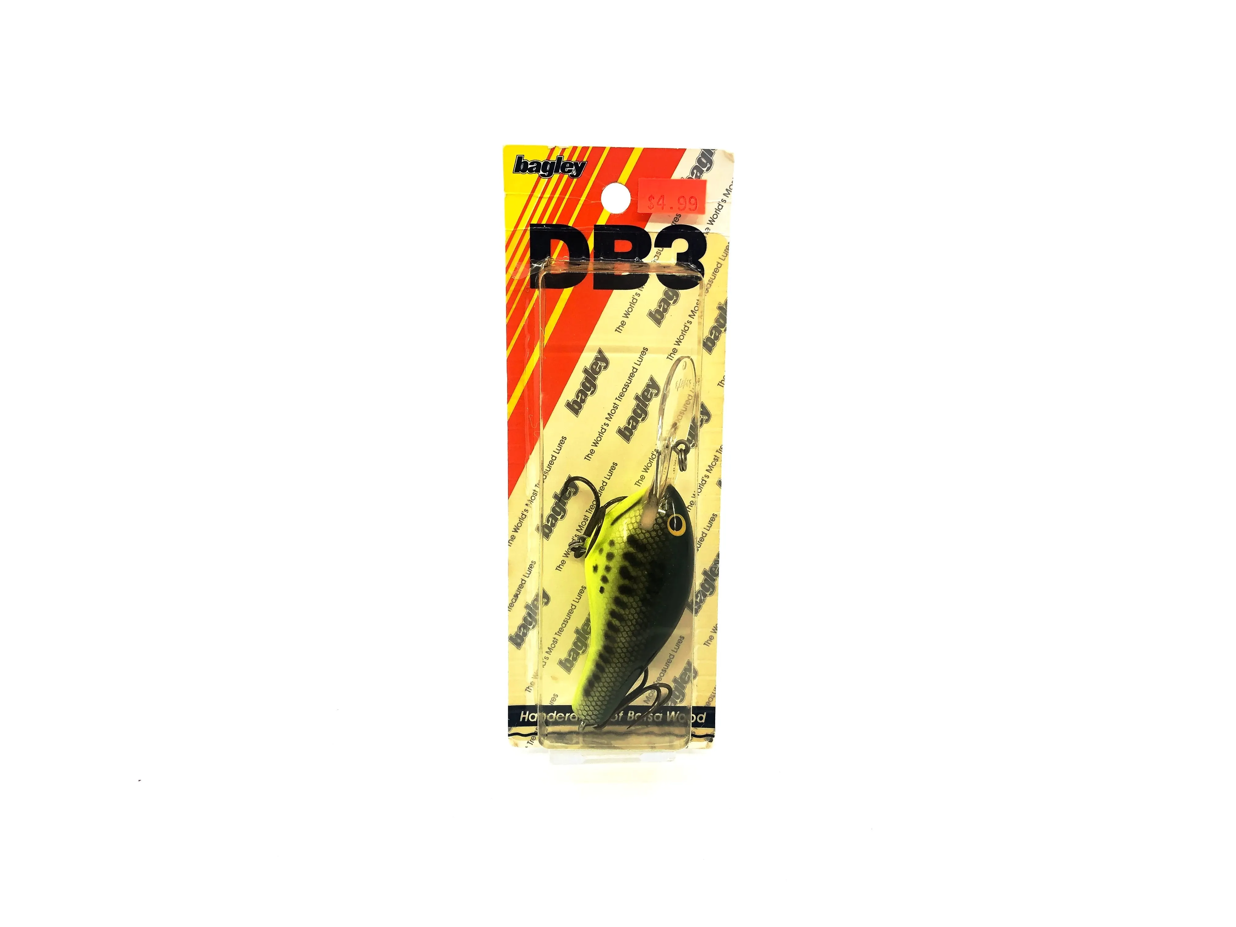 Bagley Diving B3 DB3-LB9 Little Bass/Chartreuse Color New on Card Old Stock Florida Bait