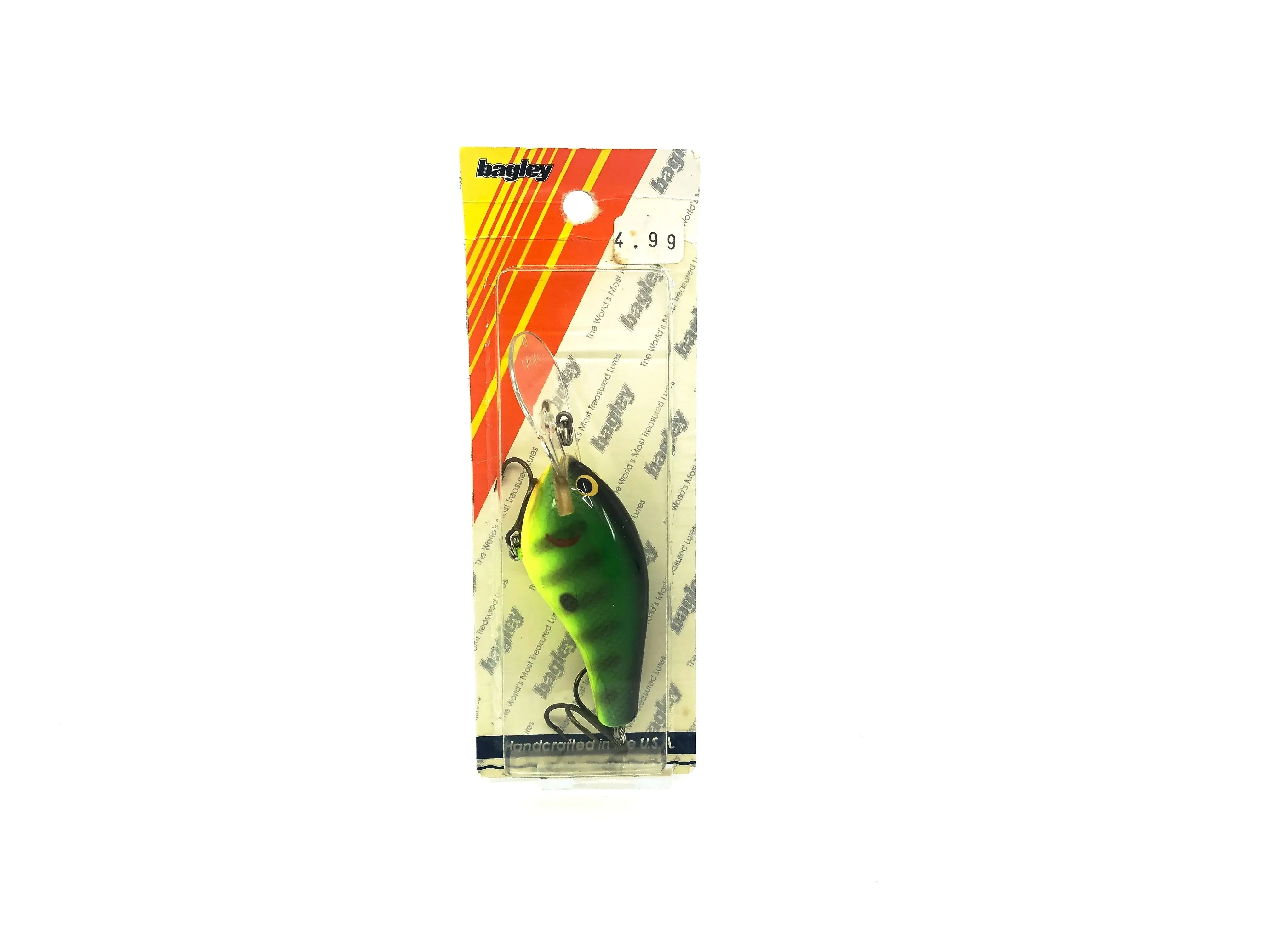 Bagley Diving B3 DB3-PGS9 Pretty Green Stripe on Chartreuse Color New on Card Old Stock Florida Bait
