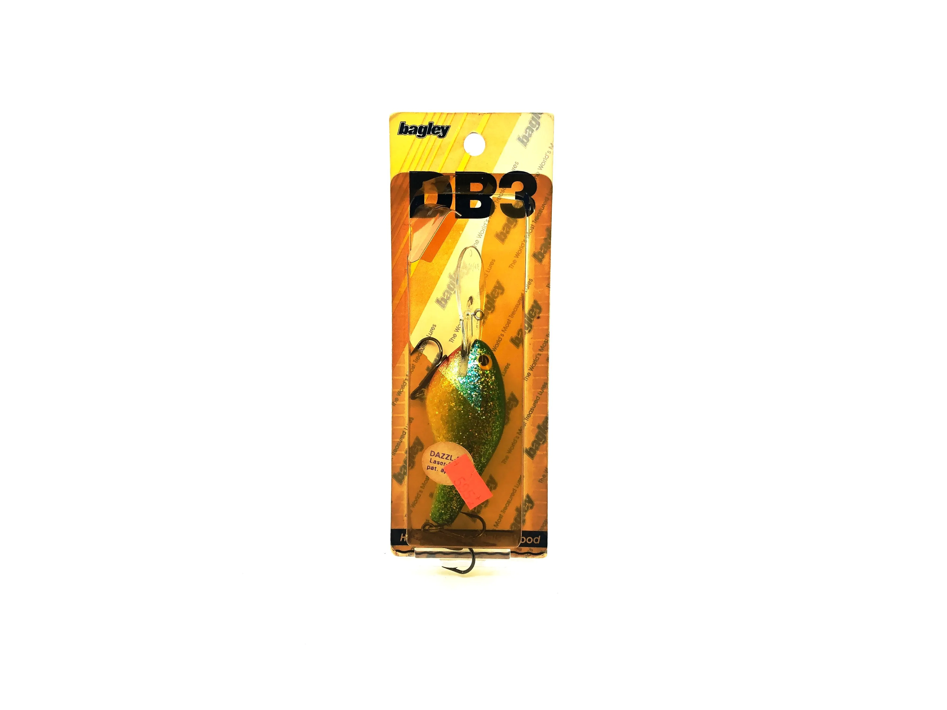 Bagley Diving B3 DB3-Z64 Dazzl-R Laser-Scale, Dazzle Green on Pearl Color New on Card Old Stock Florida Bait