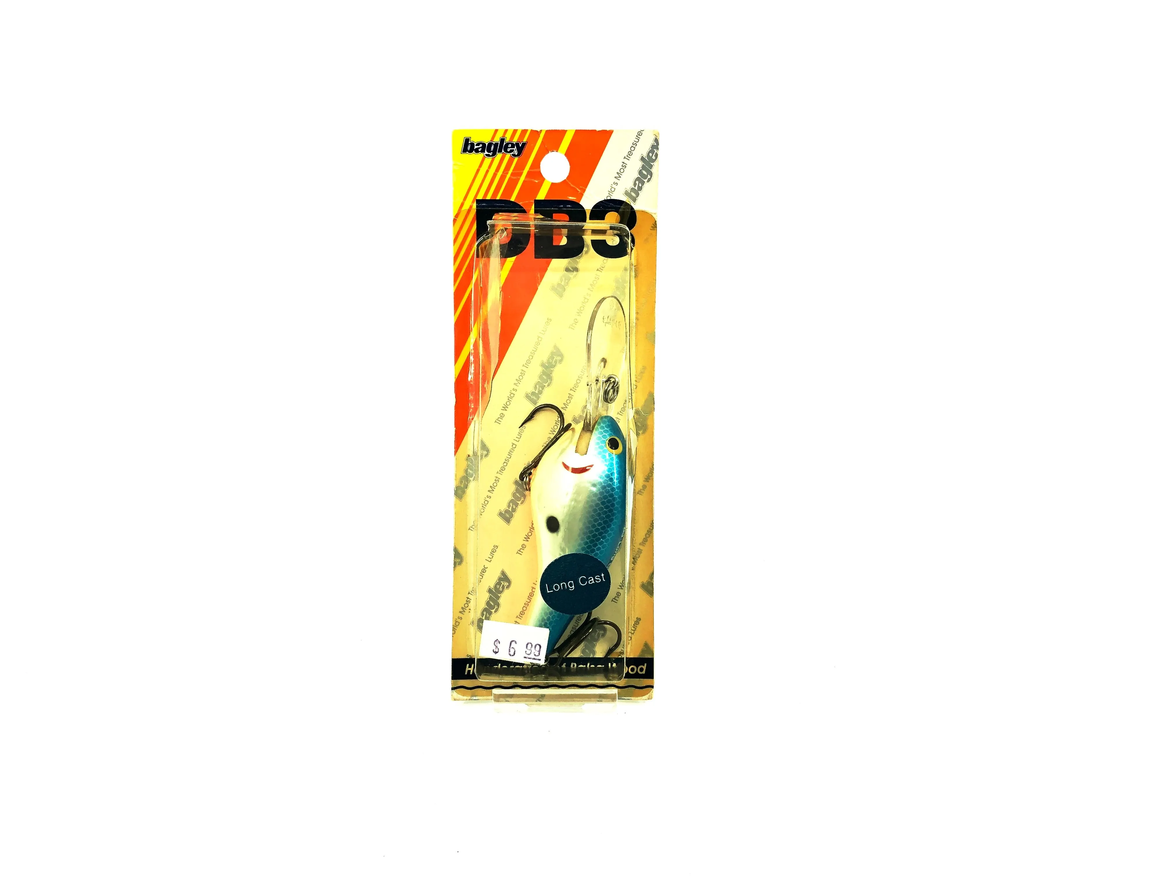 Bagley Long Cast Diving B3 DB3LC-74 Blue on White Color New on Card Old Stock
