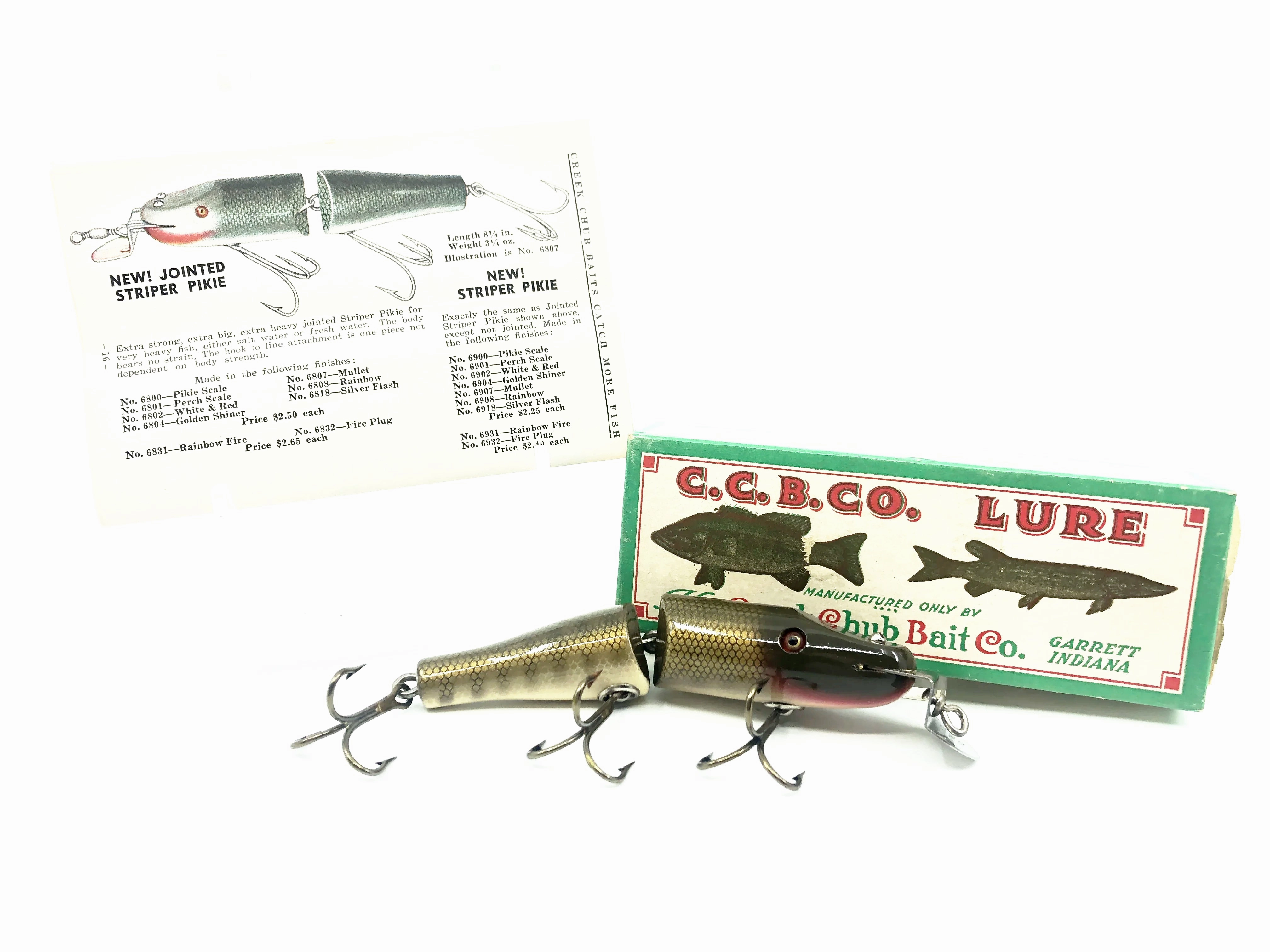 Creek Chub 2600 Jointed Pikie, 2600 Pikie Scale Color w/Box & Catalog-Very Nice!