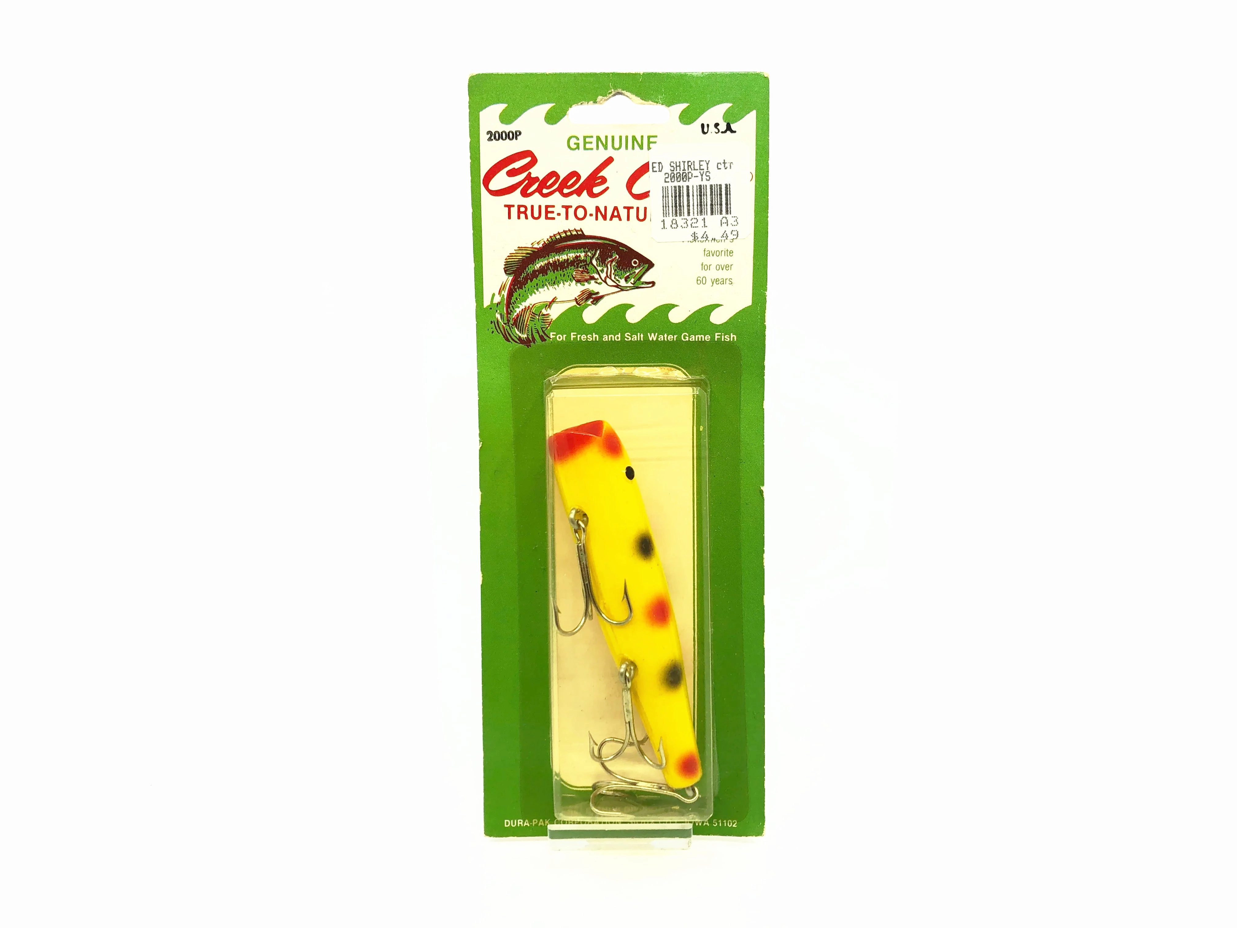 Creek Chub Darter 2000P, YS Yellow Spotted Color on Card