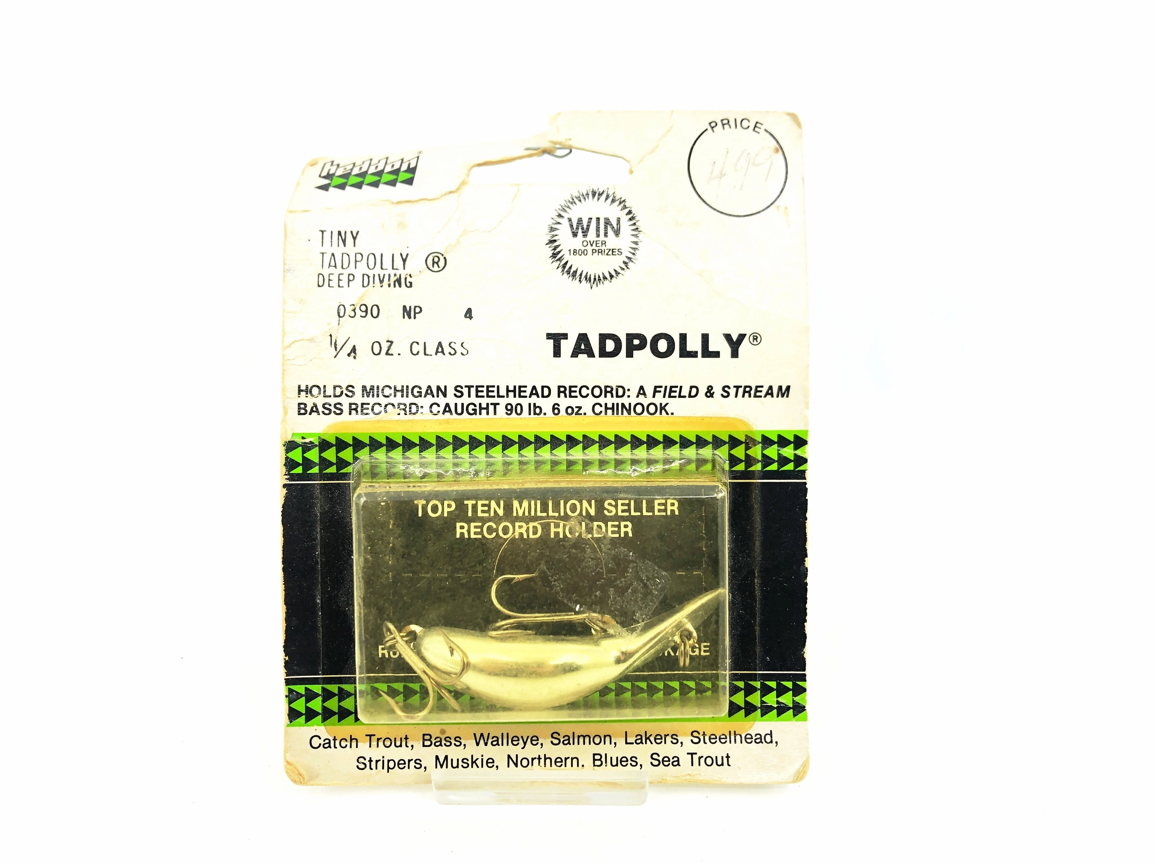 Heddon 0390 Tiny Tad Tadpolly Spook, NP Nickel Plated Color