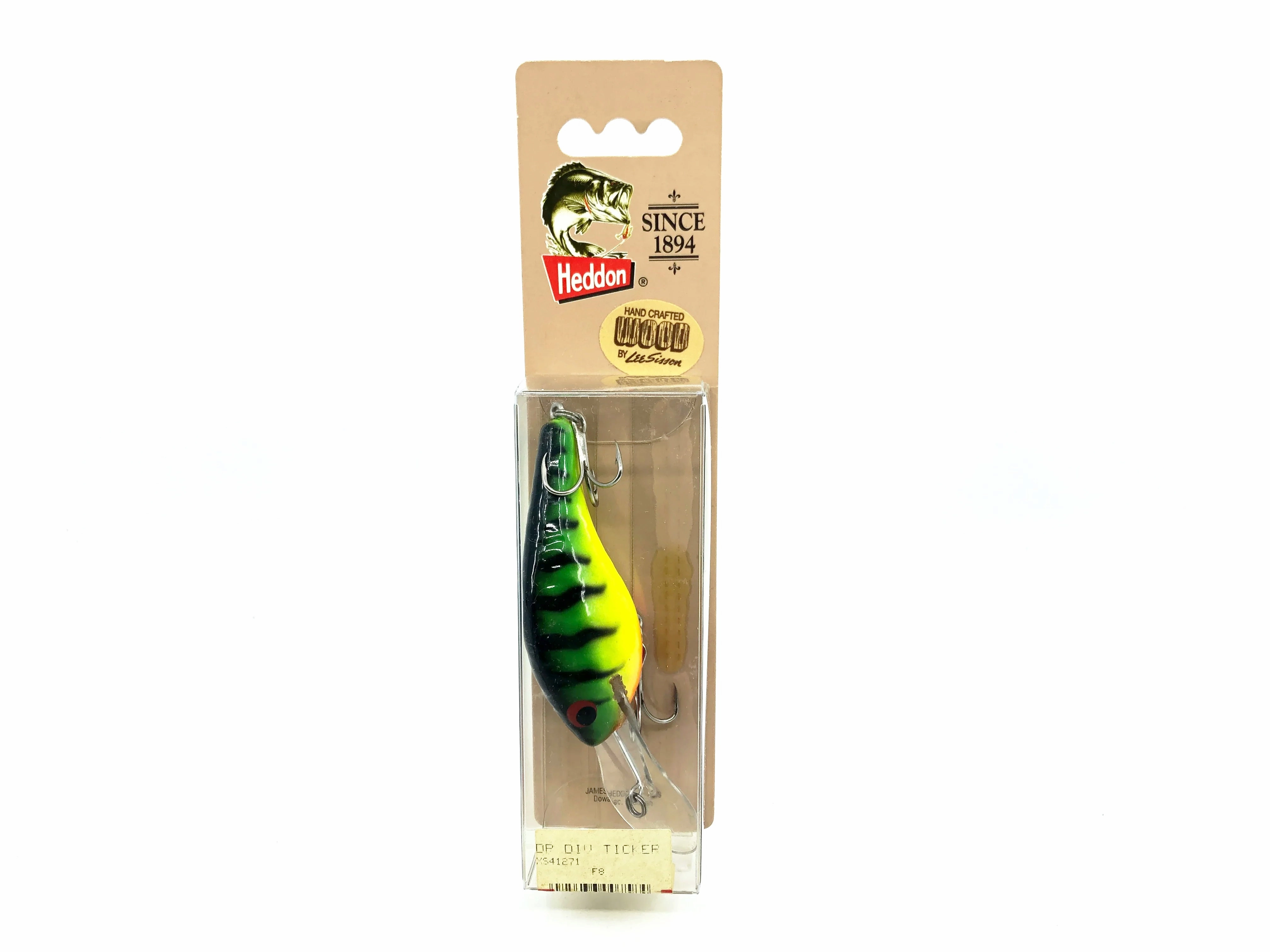 Heddon Lee Sisson Deep Dive Ticker Wood, Fire Tiger Color New on Card