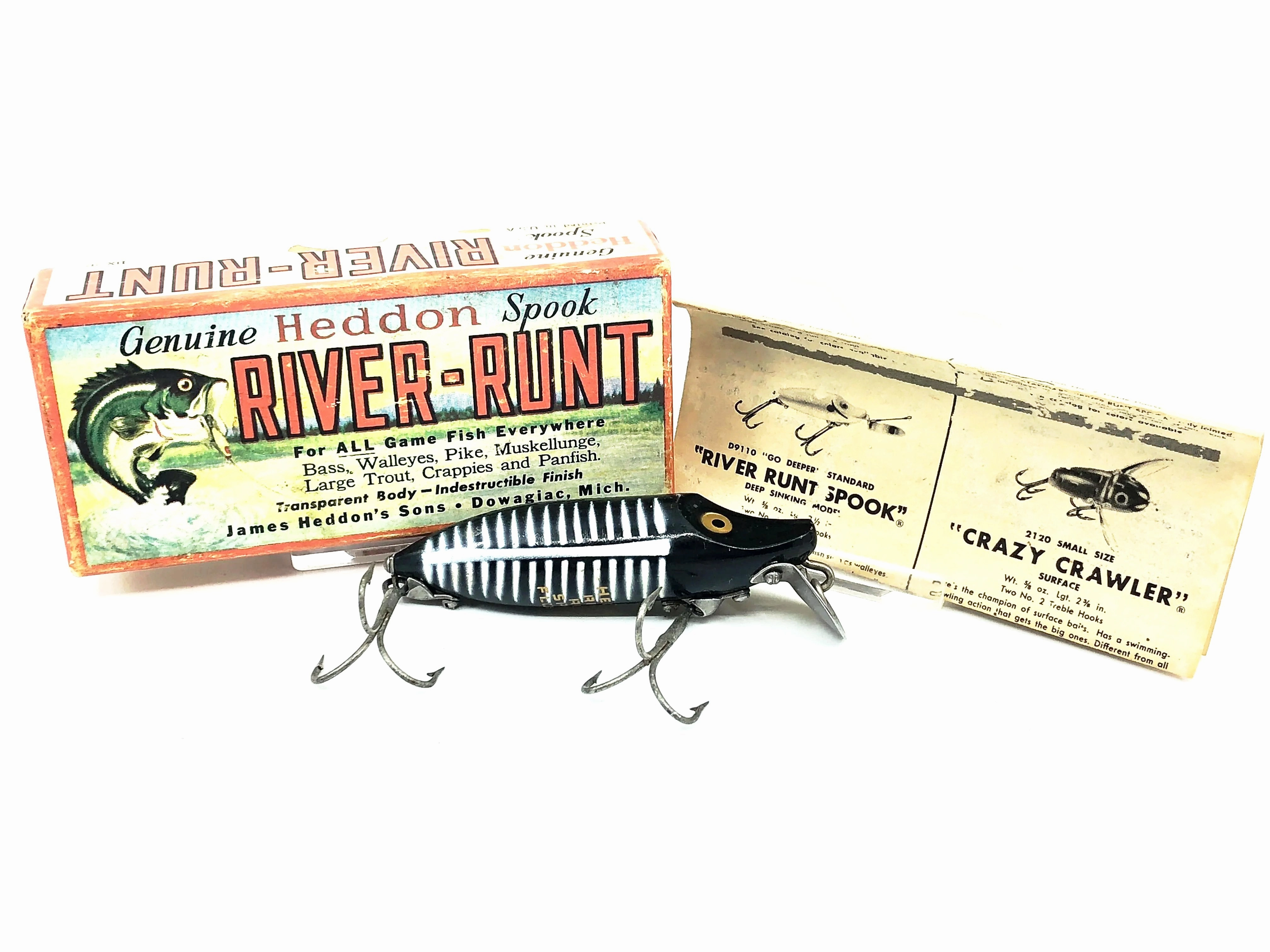 Heddon River Runt Spook Floater 9400-XBW, Black Shore Color with Box