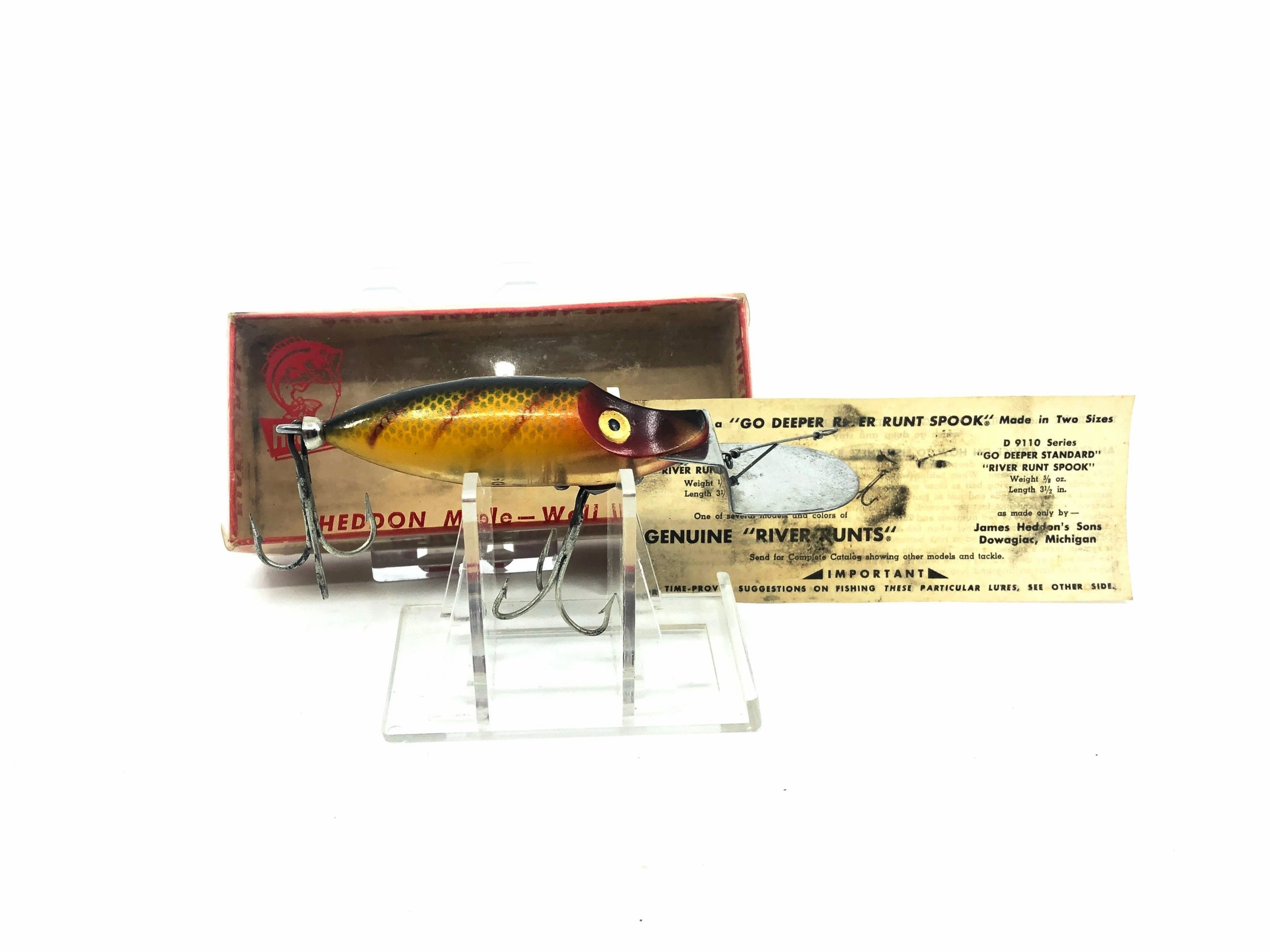 Heddon River Runt Spook Go-Deeper D-9110 L Perch Color with Box