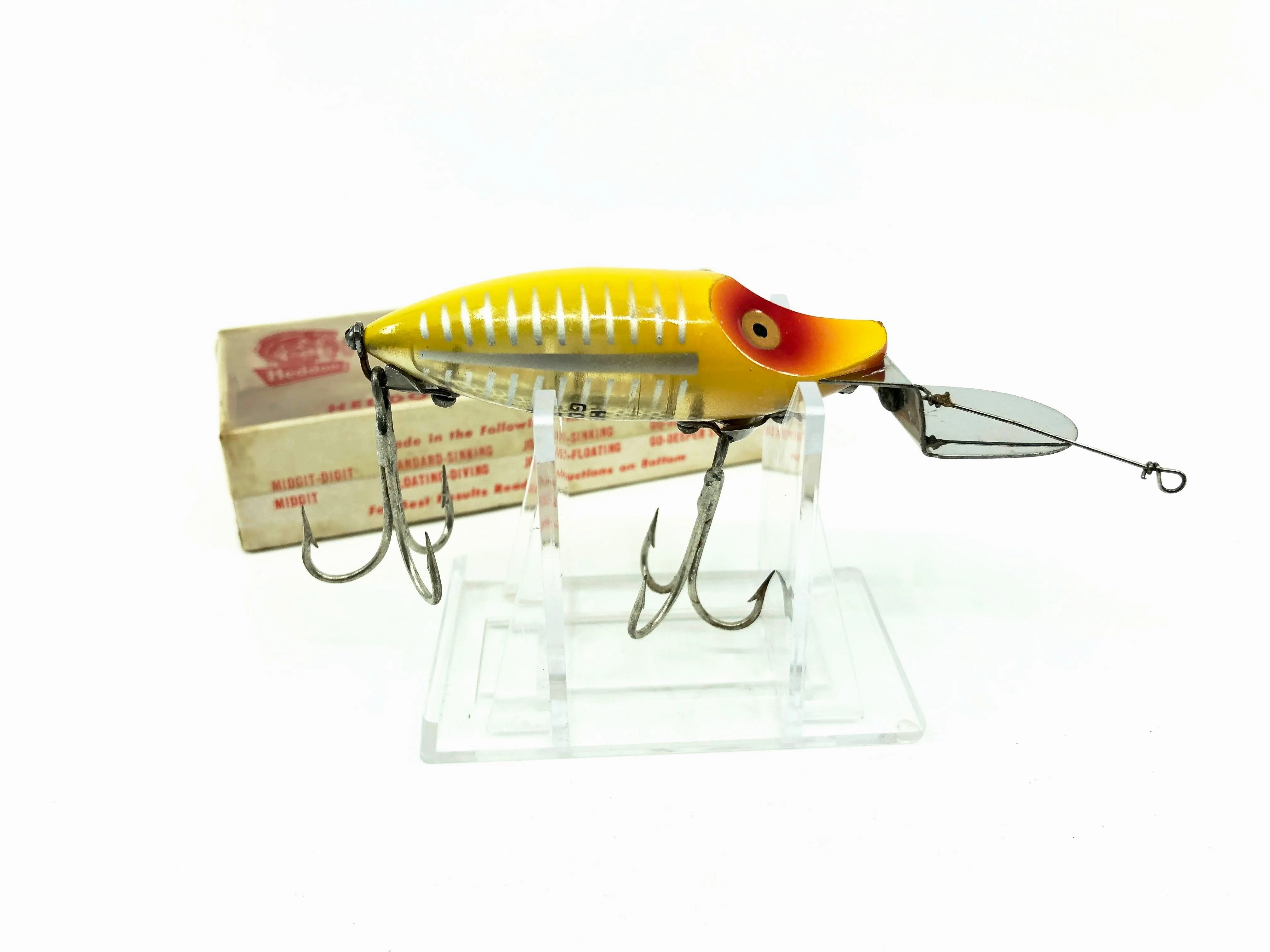 Heddon Standard Go Deeper River Runt D-9110-XRY Yellow Shore Minnow Color with Clear Top Box