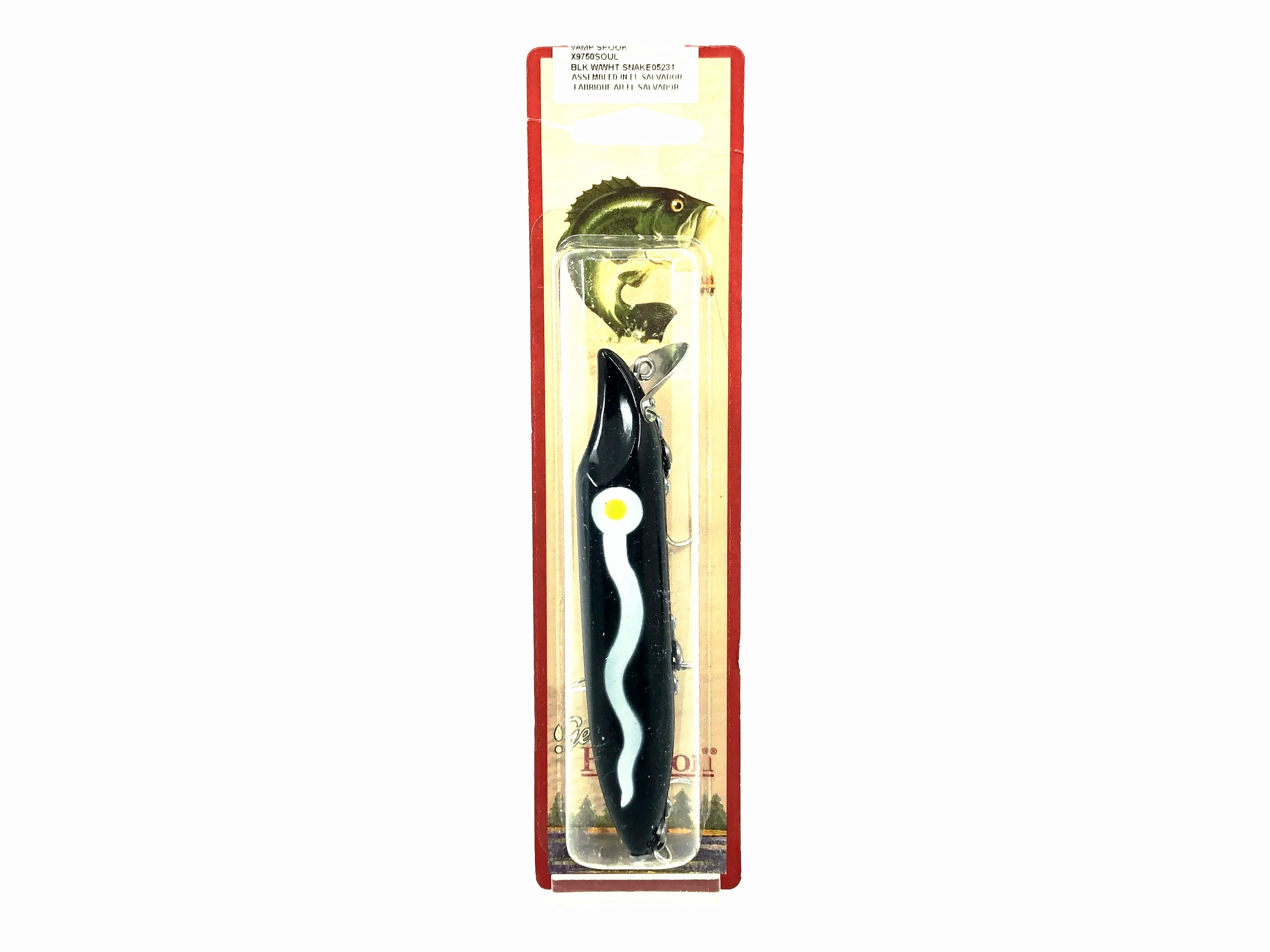 Heddon Vamp Spook SOUL-Black/White Snake Color New on Card Old Stock
