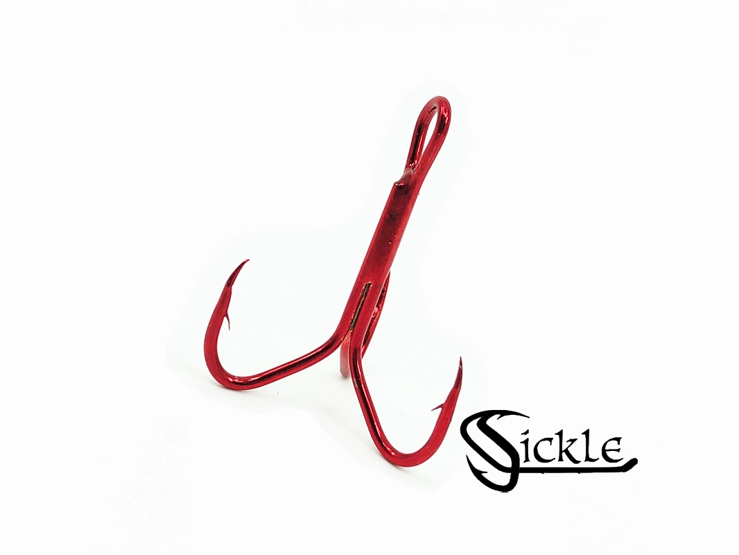 Matzuo American Treble Sickle Hook Size 1/0 Qty 25 Hooks, Red Chrome Color 340062-1/0