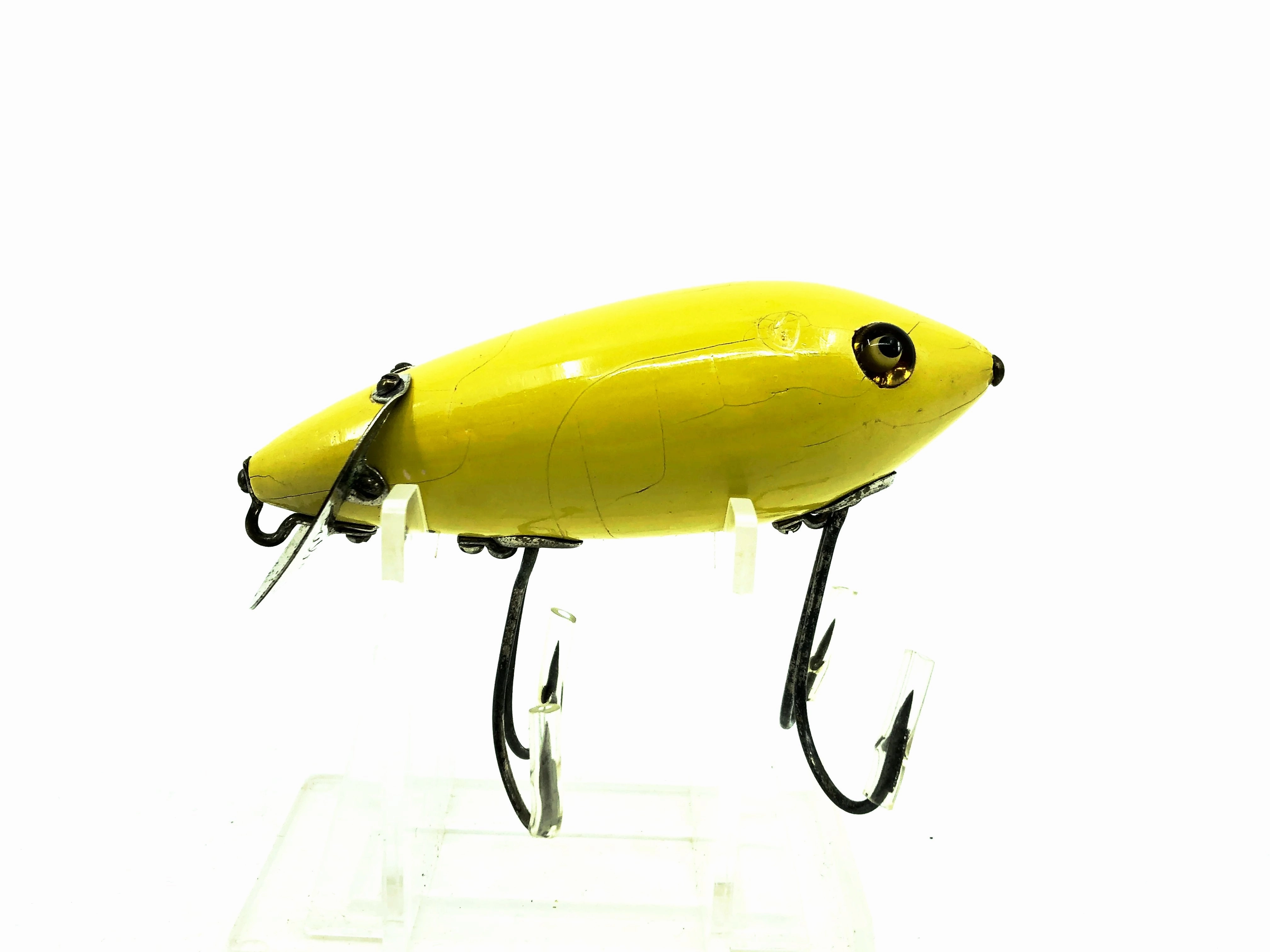Repainted Heddon Baby Crab Wiggler #1900, Repainted Yellow Color