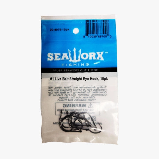 Seaworx Live Bait Straight Eye Hook - 10 Pack