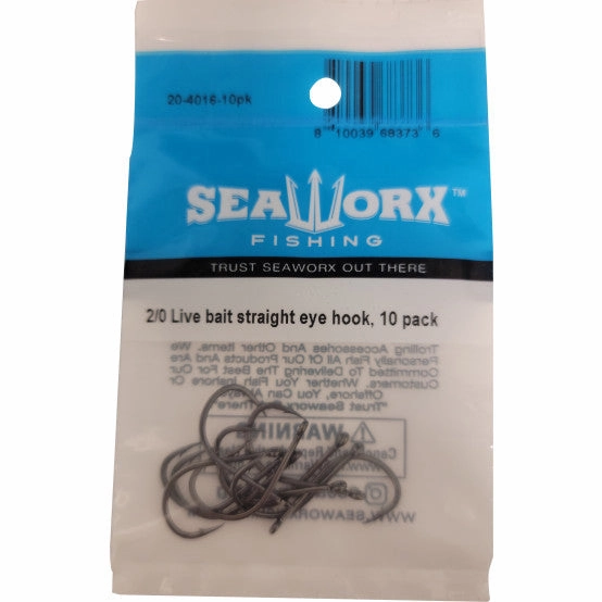 Seaworx Live Bait Straight Eye Hook - 10 Pack