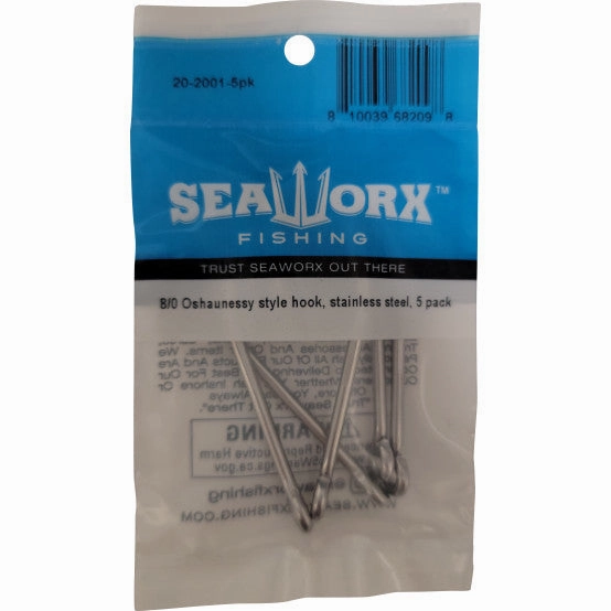 Seaworx Oshaunessy Style Hook, Stainless Steele, 5 pack