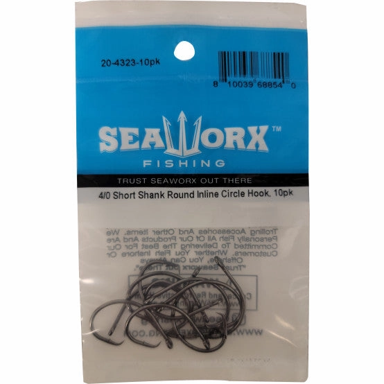 Seaworx Short Shank Round Inline Circle Hook, 10 Pack
