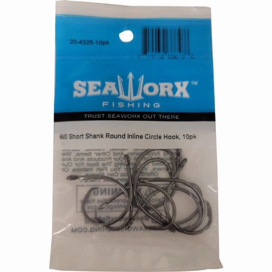 Seaworx Short Shank Round Inline Circle Hook, 10 Pack