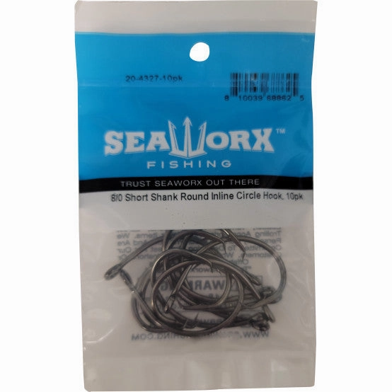 Seaworx Short Shank Round Inline Circle Hook, 10 Pack