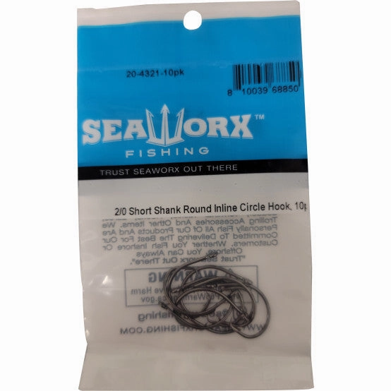 Seaworx Short Shank Round Inline Circle Hook, 10 Pack