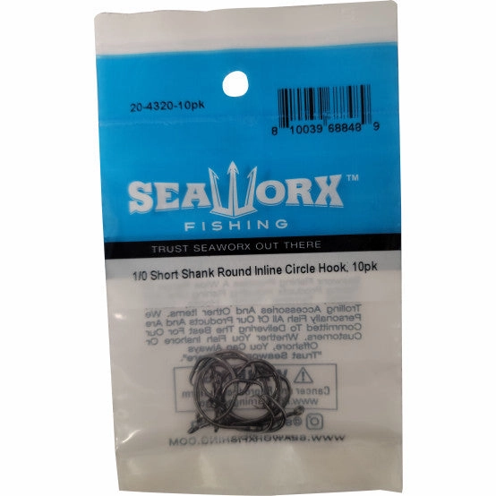 Seaworx Short Shank Round Inline Circle Hook, 10 Pack