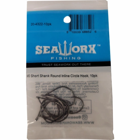 Seaworx Short Shank Round Inline Circle Hook, 10 Pack