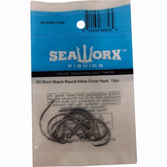 Seaworx Short Shank Round Inline Circle Hook, 10 Pack