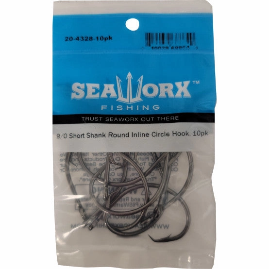 Seaworx Short Shank Round Inline Circle Hook, 10 Pack