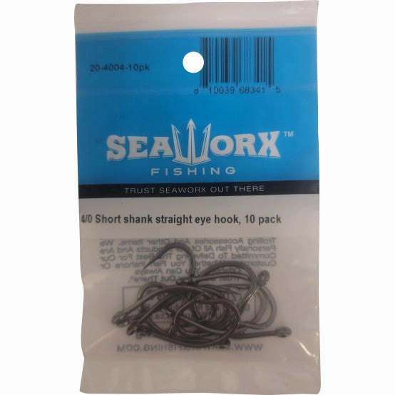 Seaworx Short Shank Straight Eye Hook - 10 Pack
