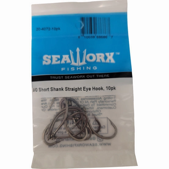 Seaworx Short Shank Straight Eye Hook - 10 Pack
