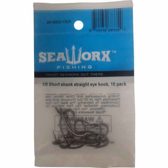 Seaworx Short Shank Straight Eye Hook - 10 Pack