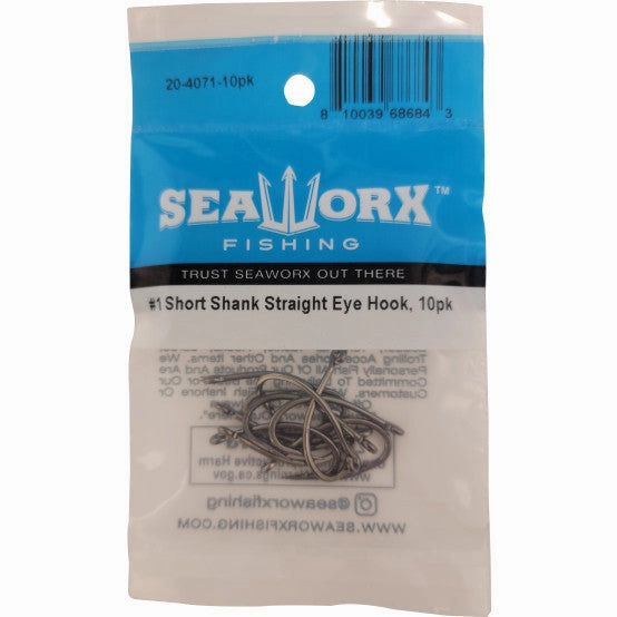 Seaworx Short Shank Straight Eye Hook - 10 Pack